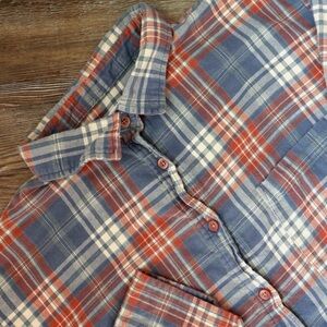 Cotton On Plaid Flannel Long Sleeve Shirt Blue Red Womens Size 6